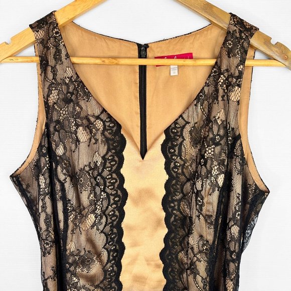 Diana Ferrari Dress Womens Gold Black Lace Pleated Formal Evening Occasion Sz 14 - Picture 6 of 14